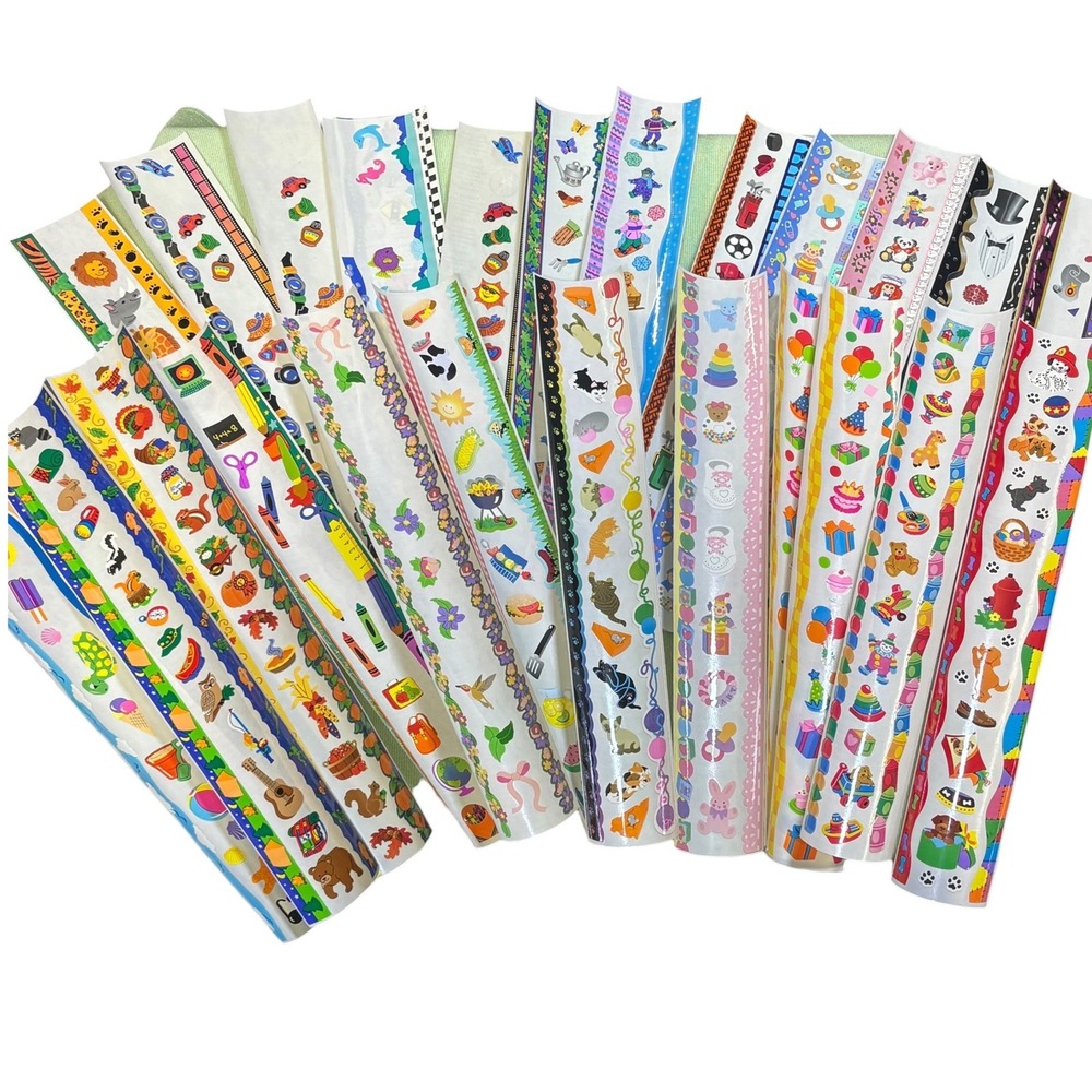 Sandylion Stickie Tape Sticker Strips Vintage Lot Multi Theme Borders 20+ Count